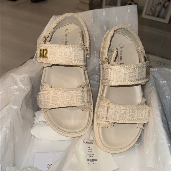 Dior Shoes - Dior  Beige Textured Sandals